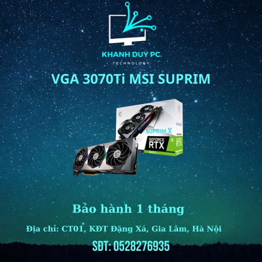 CARD screen MSI RTX 3070 TI SUPRIM X 8G LIKE NEW