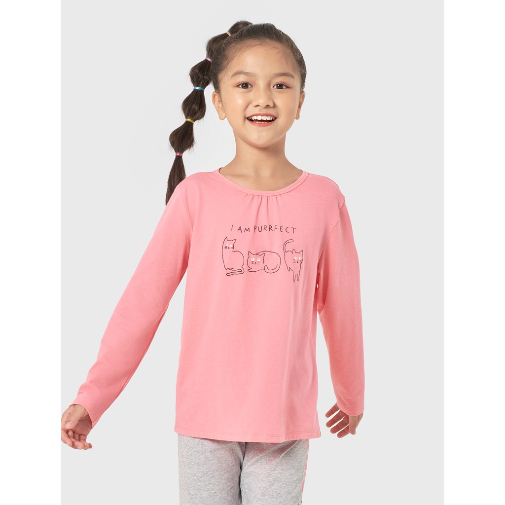 Pack 2 áo mặc nhà bé gái CANIFA có hình in cổ tròn tay dài, mix 2 áo khác màu 1LA22W003