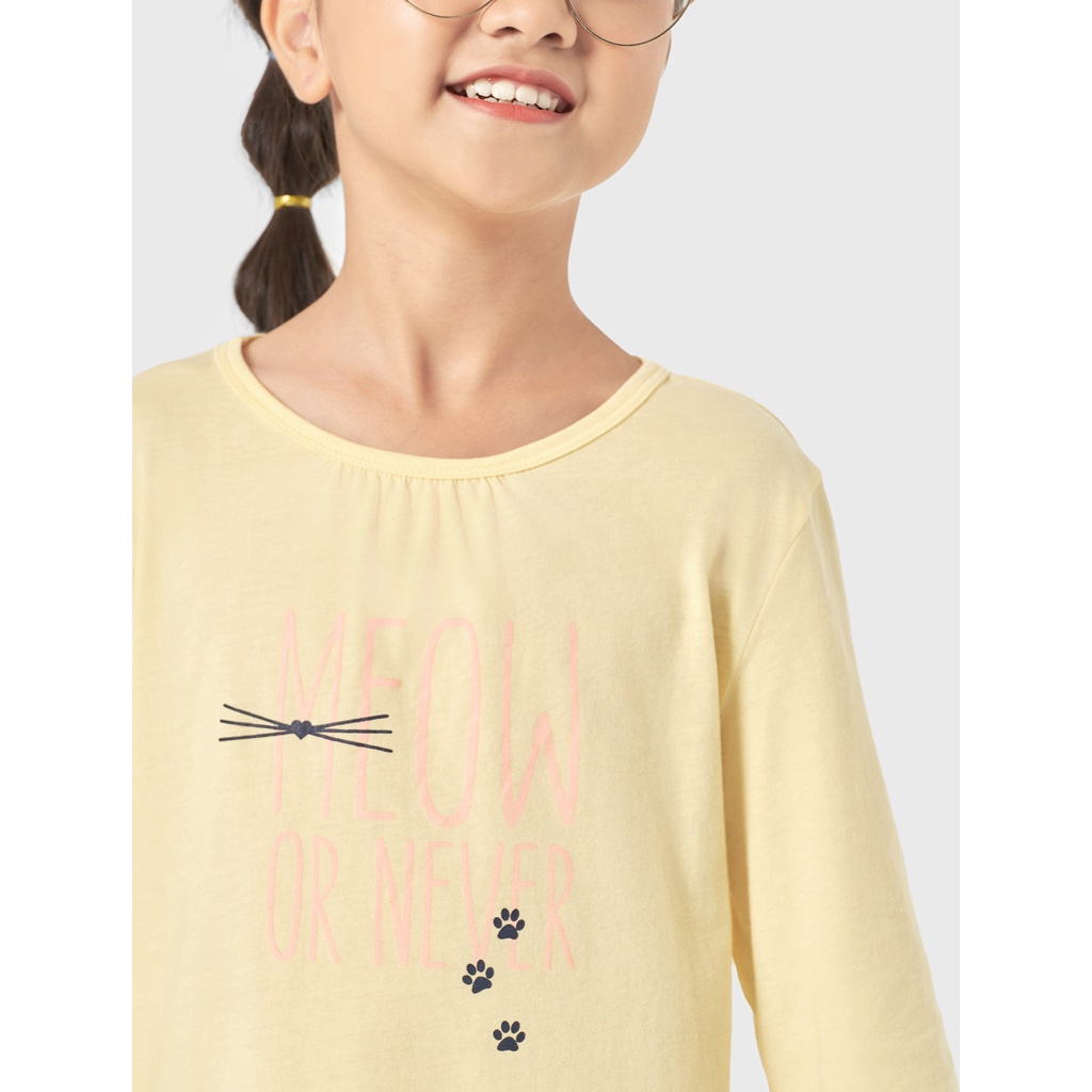 Pack 2 áo mặc nhà bé gái CANIFA có hình in cổ tròn tay dài, mix 2 áo khác màu 1LA22W003