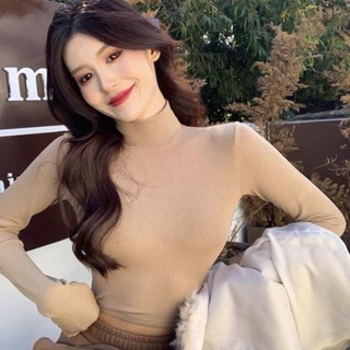 Áo croptop cổ cao dài tay A3 form ôm chất thun len dày dặn, áo thun ôm body đẹp