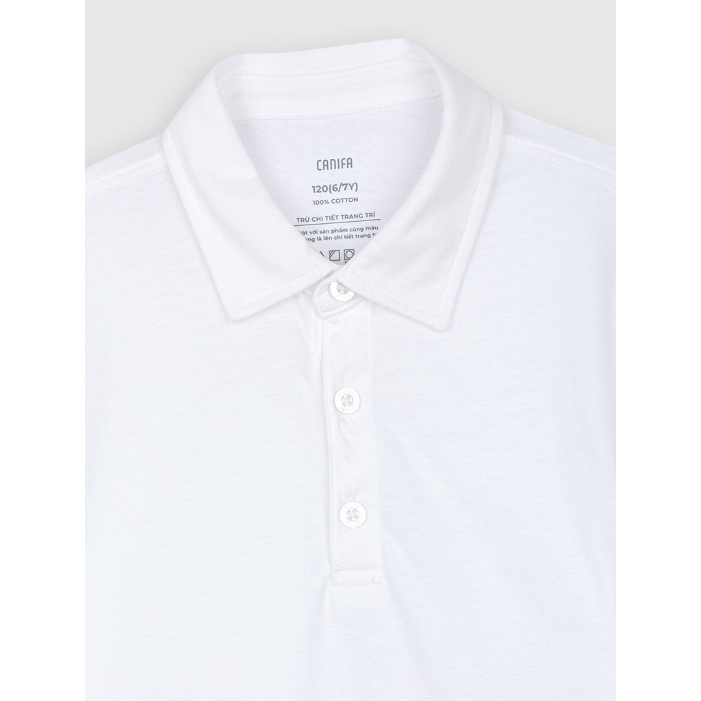 Áo polo bé trai CANIFA 100% cotton trơn cộc tay cổ bẻ 2TP22S001