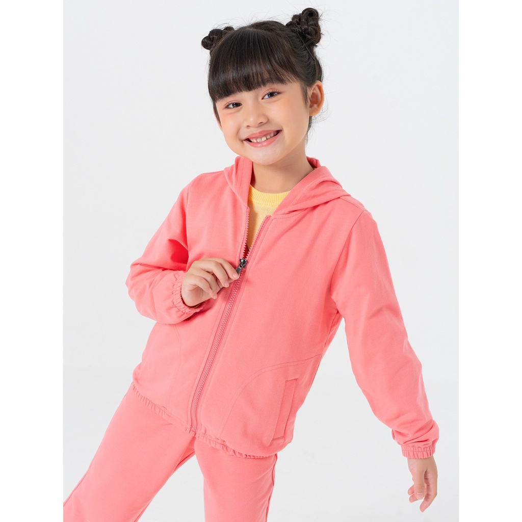 Áo khoác nỉ unisex trẻ em CANIFA có mũ dài tay bo gấu kéo khóa 3OT22W005