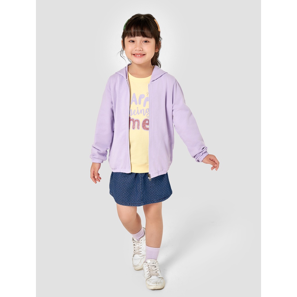 Áo khoác nỉ unisex trẻ em CANIFA có mũ dài tay bo gấu kéo khóa 3OT22W005