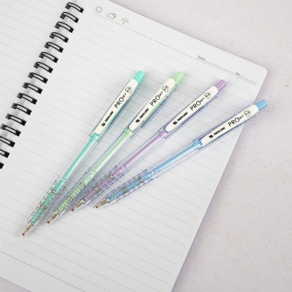 Bút Bi Thiên Long PRO TL-105 Ngòi 0.5 mm Thân Bút Màu Pastel Bút Viết 2 Màu Xanh, Đen