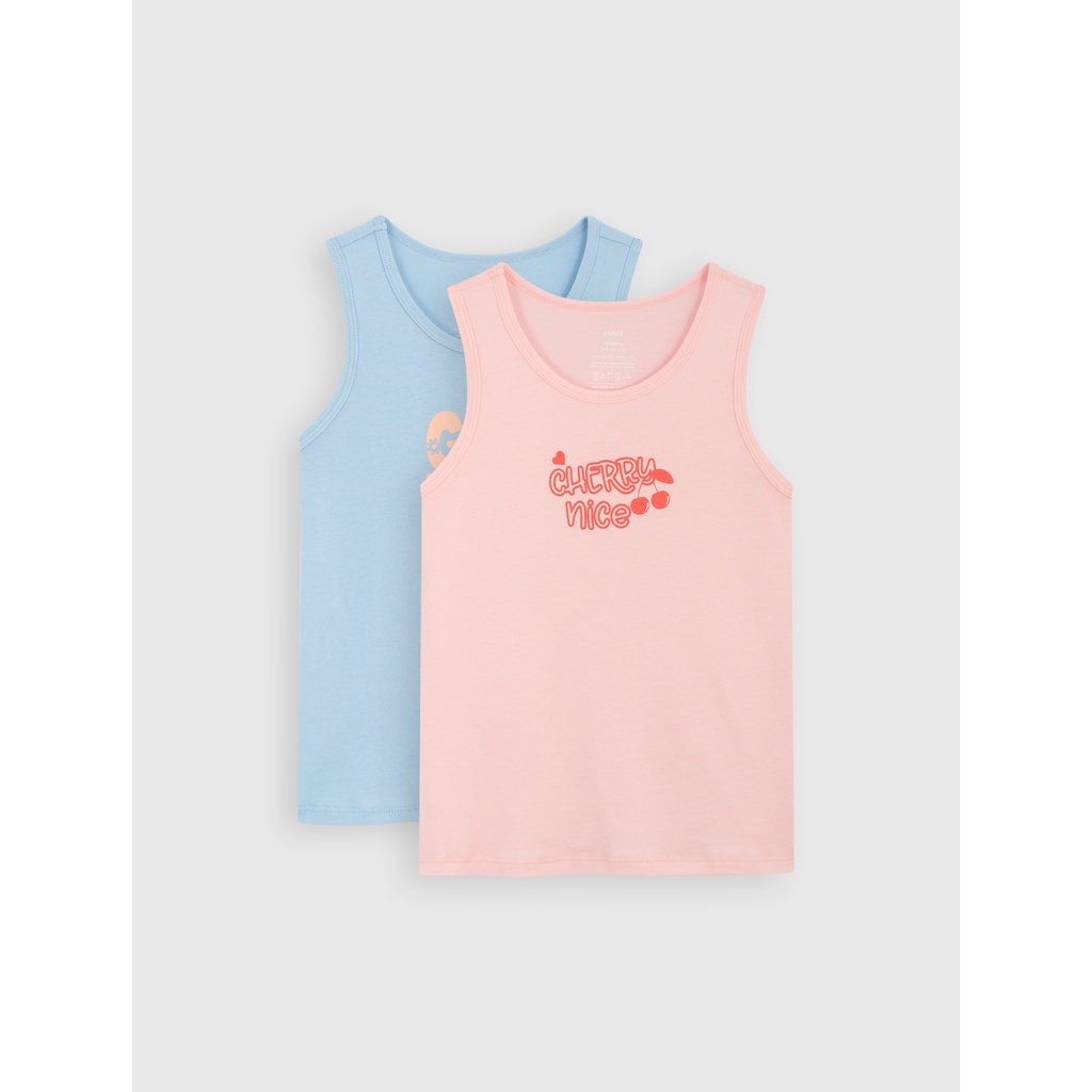 Áo bé gái CANIFA combo 2 áo ba lỗ cotton thoáng mát 1LA22S002