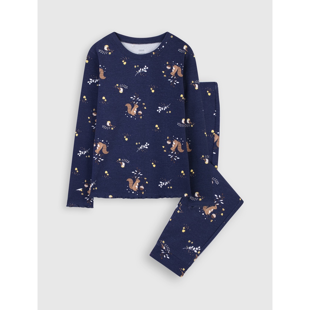 Bộ quần áo bé gái CANIFA dài tay 100% cotton cho mùa thu đông in hình dễ thương - 1LS21W020