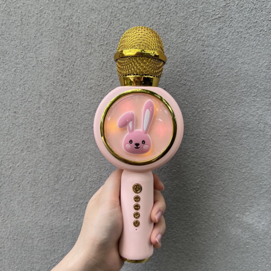 Micro Bluetooth Không Dây karaoke Kèm Loa X6 Hình Thỏ Đáng Yêu đèn led nhấp nháy Âm Thanh Trầm Ấm ,Bắt Gịong Tốt new new