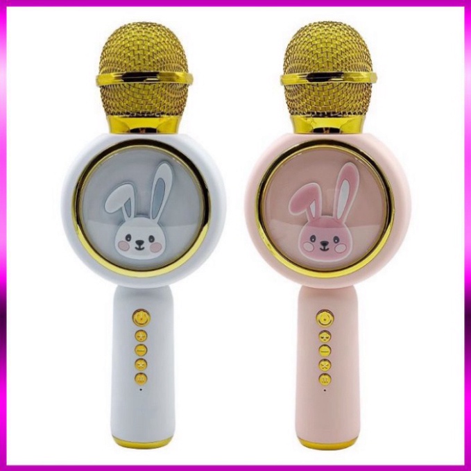 Micro Bluetooth Không Dây karaoke Kèm Loa X6 Hình Thỏ Đáng Yêu đèn led nhấp nháy Âm Thanh Trầm Ấm ,Bắt Gịong Tốt new new