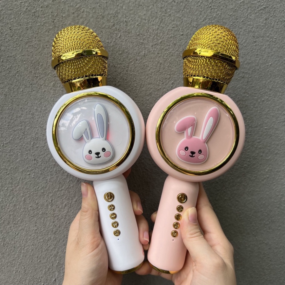 Micro Bluetooth Không Dây karaoke Kèm Loa X6 Hình Thỏ Đáng Yêu đèn led nhấp nháy Âm Thanh Trầm Ấm ,Bắt Gịong Tốt new new