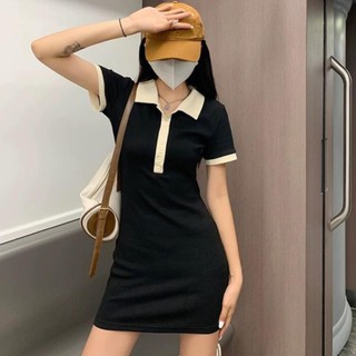 Đầm body tay ngắn cúc khuy chất thun mặc tôn dáng freesize <53kg
