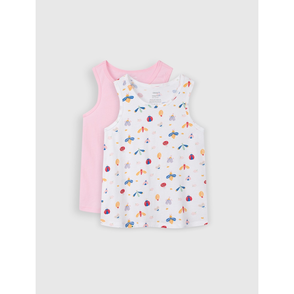 Set 02 áo ba lỗ bé gái cotton USA CANIFA - 1SA21S007