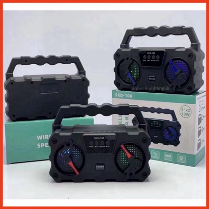 Loa bluetooth karaoke SKD-106 phiên bản âm thanh cực đã,loa không dây tặng kèm micro hát nhạc bass chuẩn hot new