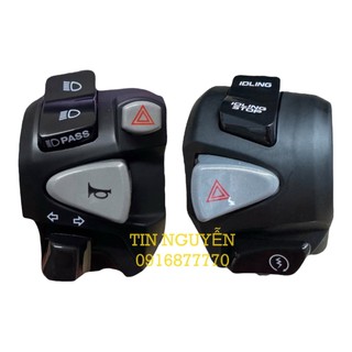 Cùm trái CB650R có hazzard và cùm phải PCX chính hãng gắn Vario, Click, Sonic, Satria, Exciter 150, Sirius chính hãng
