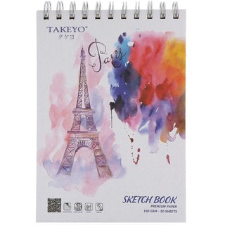 Sổ vẽ takeyo sketchbook vẽ phác thảo lò xo a5 50 tờ ms 8522