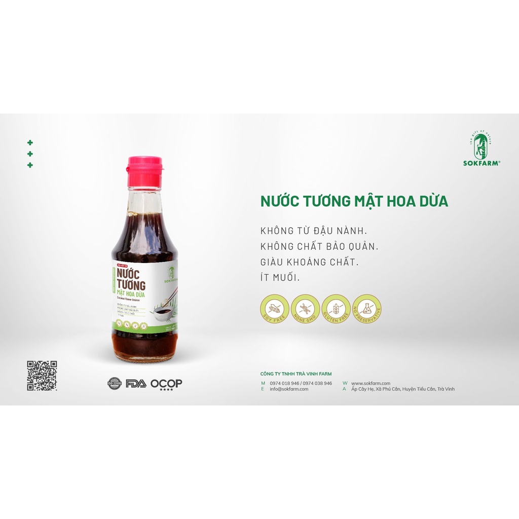 Nước tương mật hoa dừa Sokfarm chai 200ml