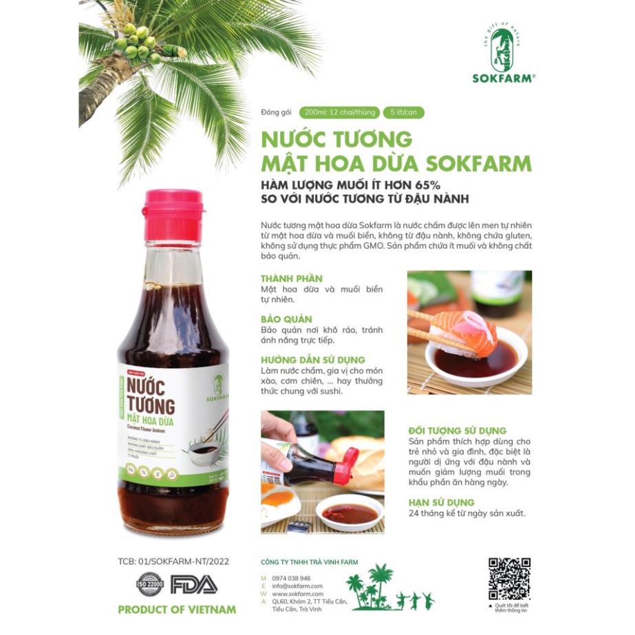 Nước tương mật hoa dừa Sokfarm chai 200ml