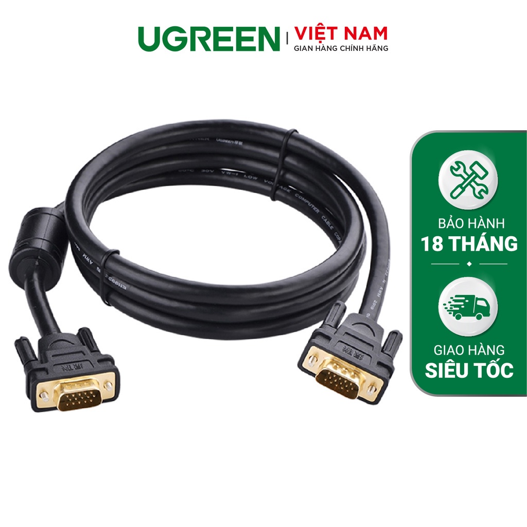 Cáp tín hiệu DVI 24 + 1 UGREEN 11672 Đầu nối mạ vàng 24K Tốc độ 120Hz - Hàng phân phối chính hãng