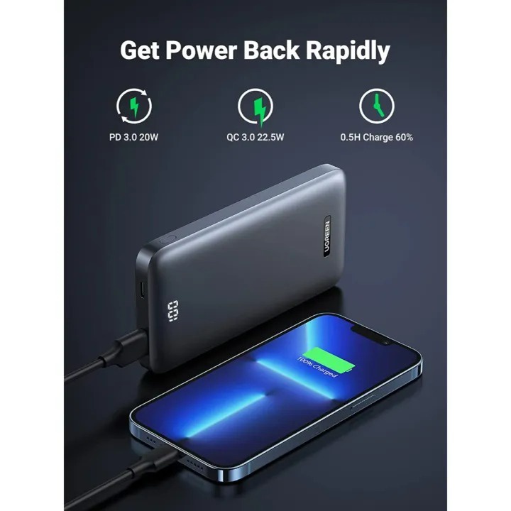 Pin sạc dự phòng 10000mAh UGREEN PB198/PB200 |Cổng sạc 2 chiều PD20W+22.5W|Sạc nhanh thông minh Power X|pin ATL |BH 18t