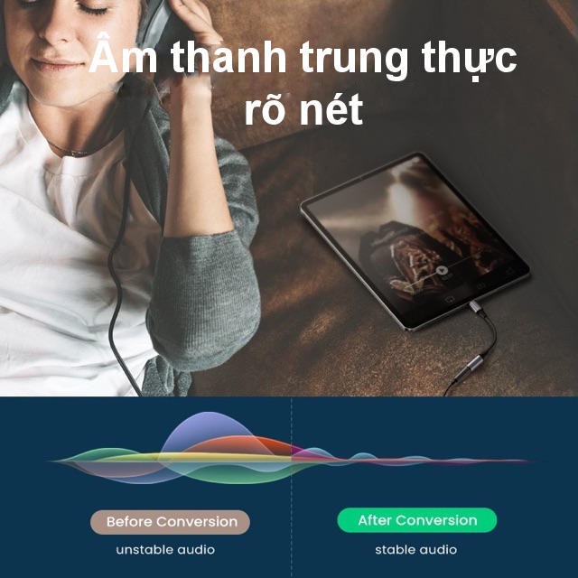 Jack chuyển đổi TypeC sang 3.5mm UGREEN AV161 | Chip DAC | Vỏ nhôm có dây bện | Bảo Hành 18 Tháng 1 Đổi 1.