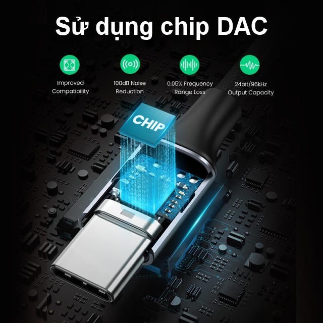 Jack chuyển đổi TypeC sang 3.5mm UGREEN AV161 | Chip DAC | Vỏ nhôm có dây bện | Bảo Hành 18 Tháng 1 Đổi 1.