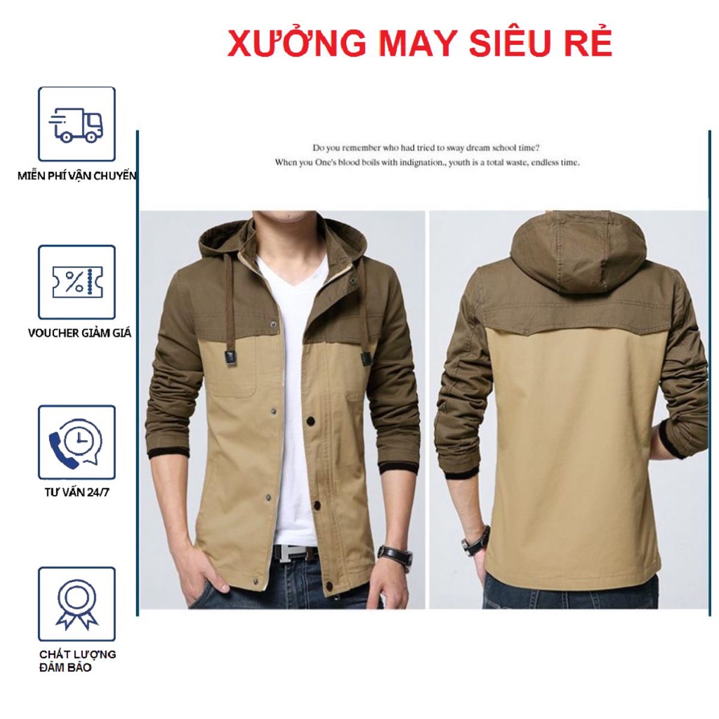 Áo khoát kaki nam giá rẻ phối màu trên dưới cực chất cực chất-A1009