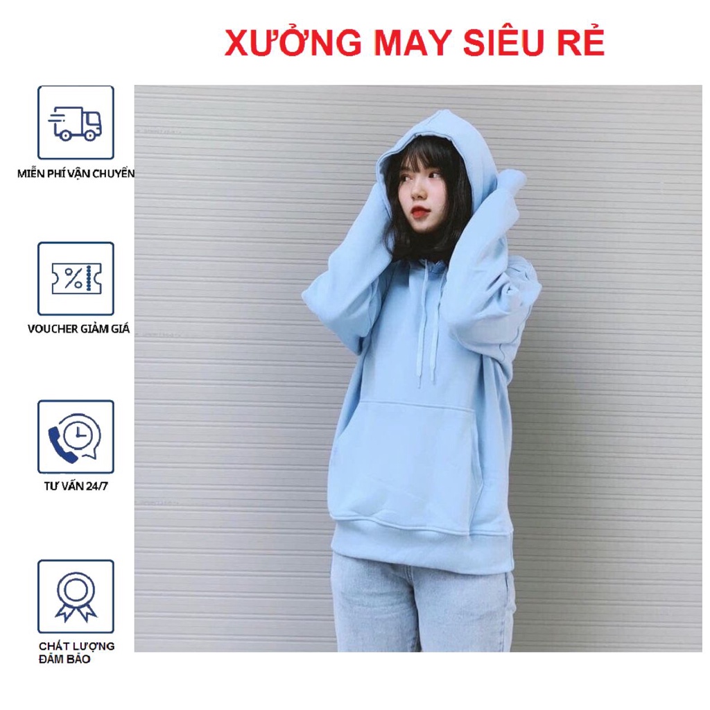 Áo Hoodie BASIC màu trơn Áo nỉ có mũ unisex nam nữ full size M L XL XXL