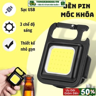 Đèn Pin Led Mini Siêu Sáng COB - Đèn Pin Móc Khóa Dùng Mở Nắp Chai Đa Năng ,Tích điệ và Nhấp Nháy - Kho Sỉ CK 68