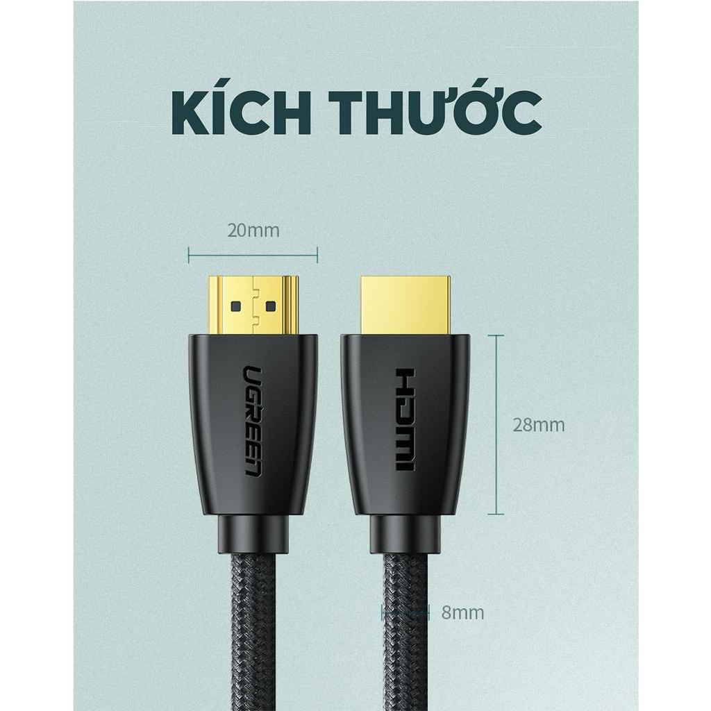 Cáp HDMI 2.0 Ugreen HD118 Tốc độ truyền tải dữ liệu 18Gbps | Độ phân giải 3D 4K*2K 4096x2160p/30Hz | Bảo Hành 18th