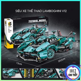 Đồ chơi lắp ráp Xe Đua Technic Lambogini V12 mô hình lắp ráp xe đua bản đẹp màu Light Blue 1:14