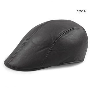 Mũ beret Da Giả Mềm Giữ Ấm Chống Thấm Nước Màu Trơn Phong Cách retro Cho Nam