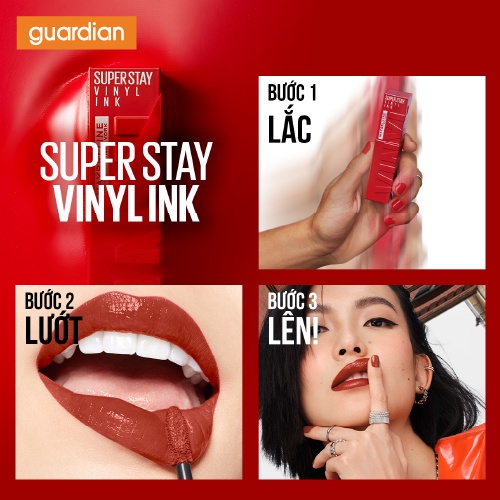 Son Kem Bóng Maybelline Super Stay Vinyl Ink #125 Keen Hồng Đào Đất 4.2ml