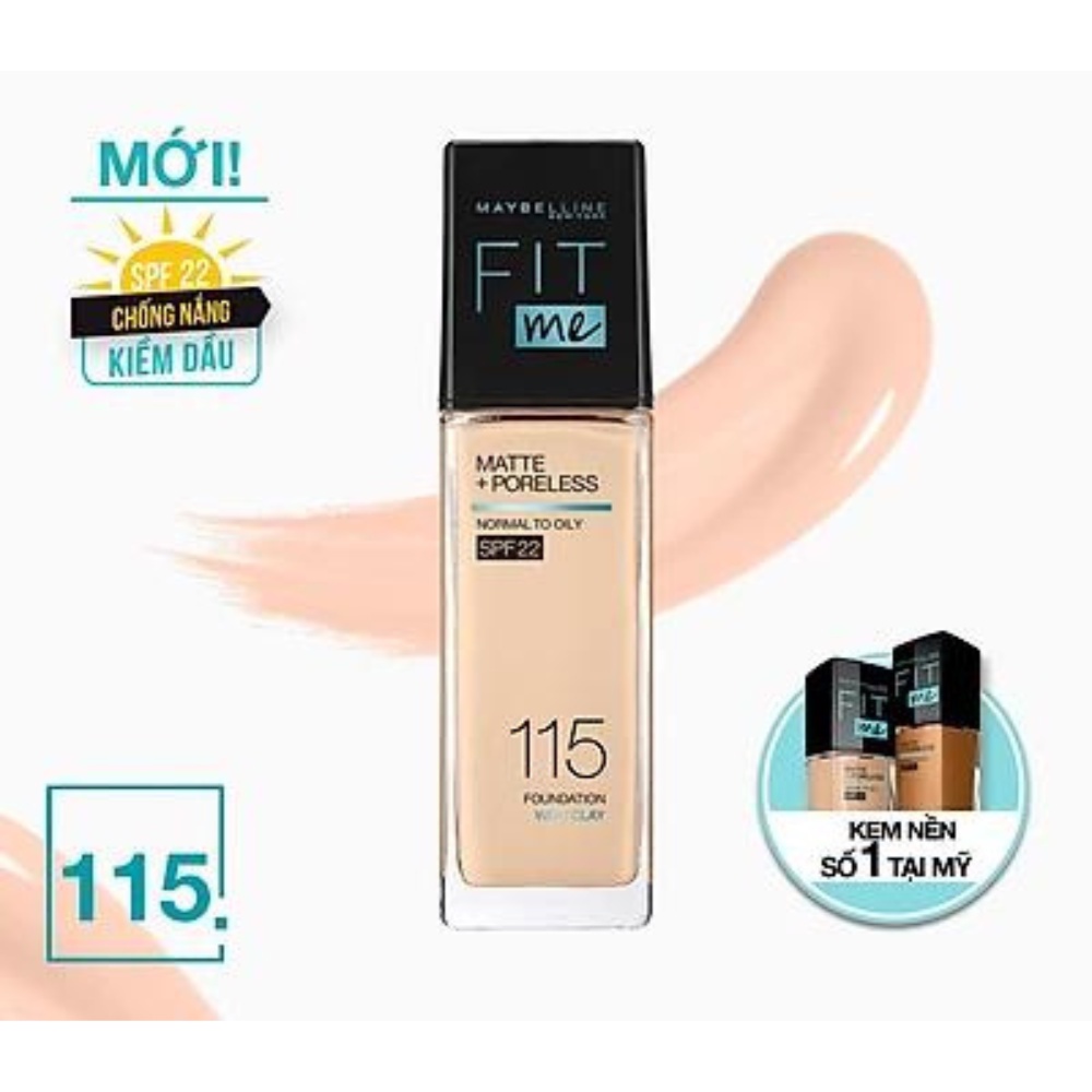 Kem Nền Mịn Nhẹ Kiềm Dầu Maybelline Fit Me Spf22 #115 Ivory 30ml