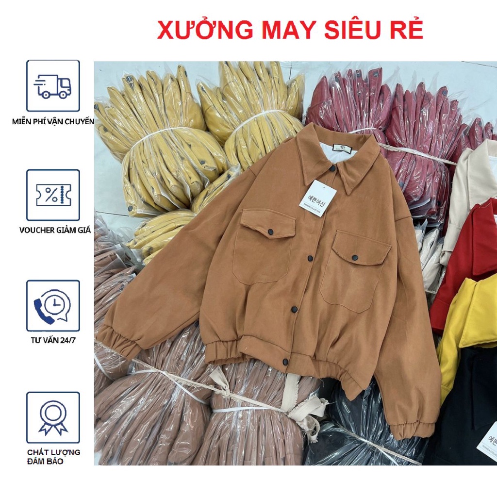 Áo khoác da lộn TÚI 2 lớp đẹp cá tính xinh xinh-A918