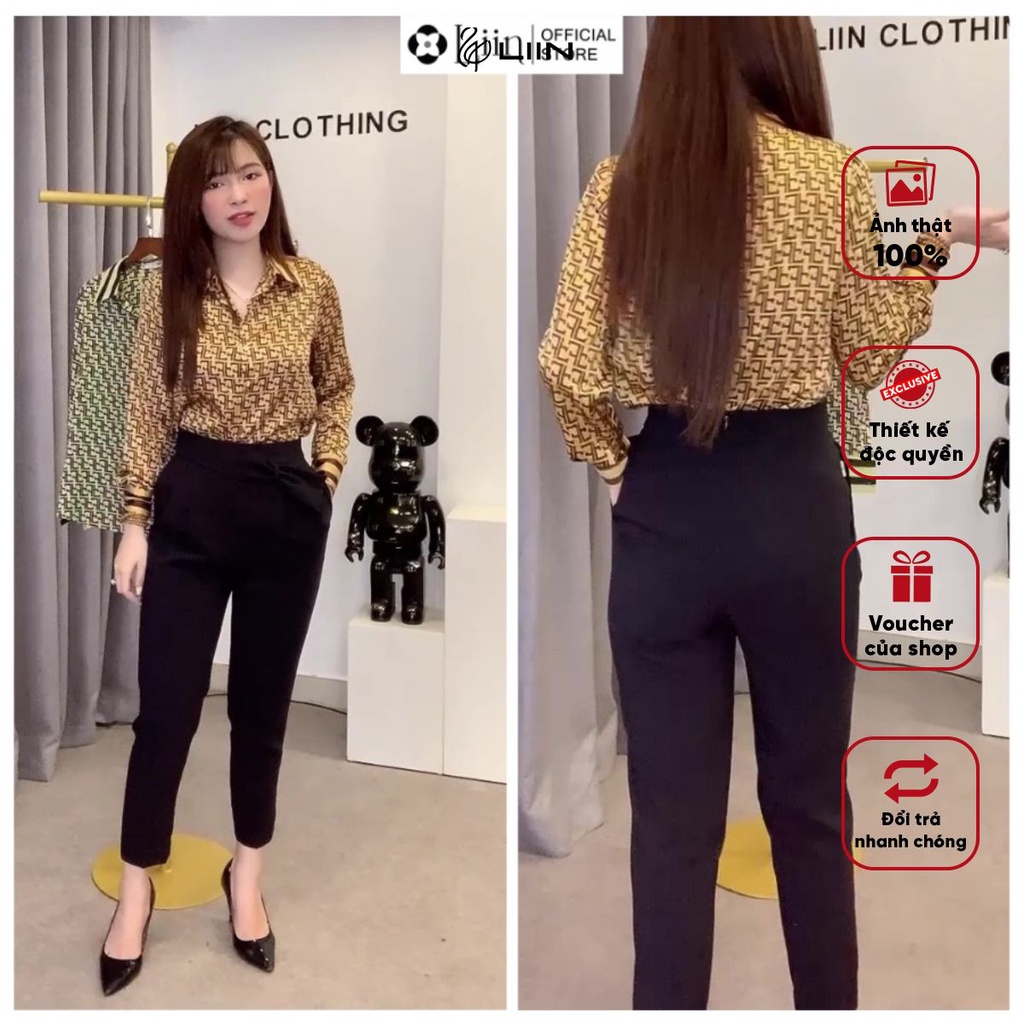 Quần baggy Đen thiết kế Đai Chéo form công sở thanh lịch Liin Clothing Q3572