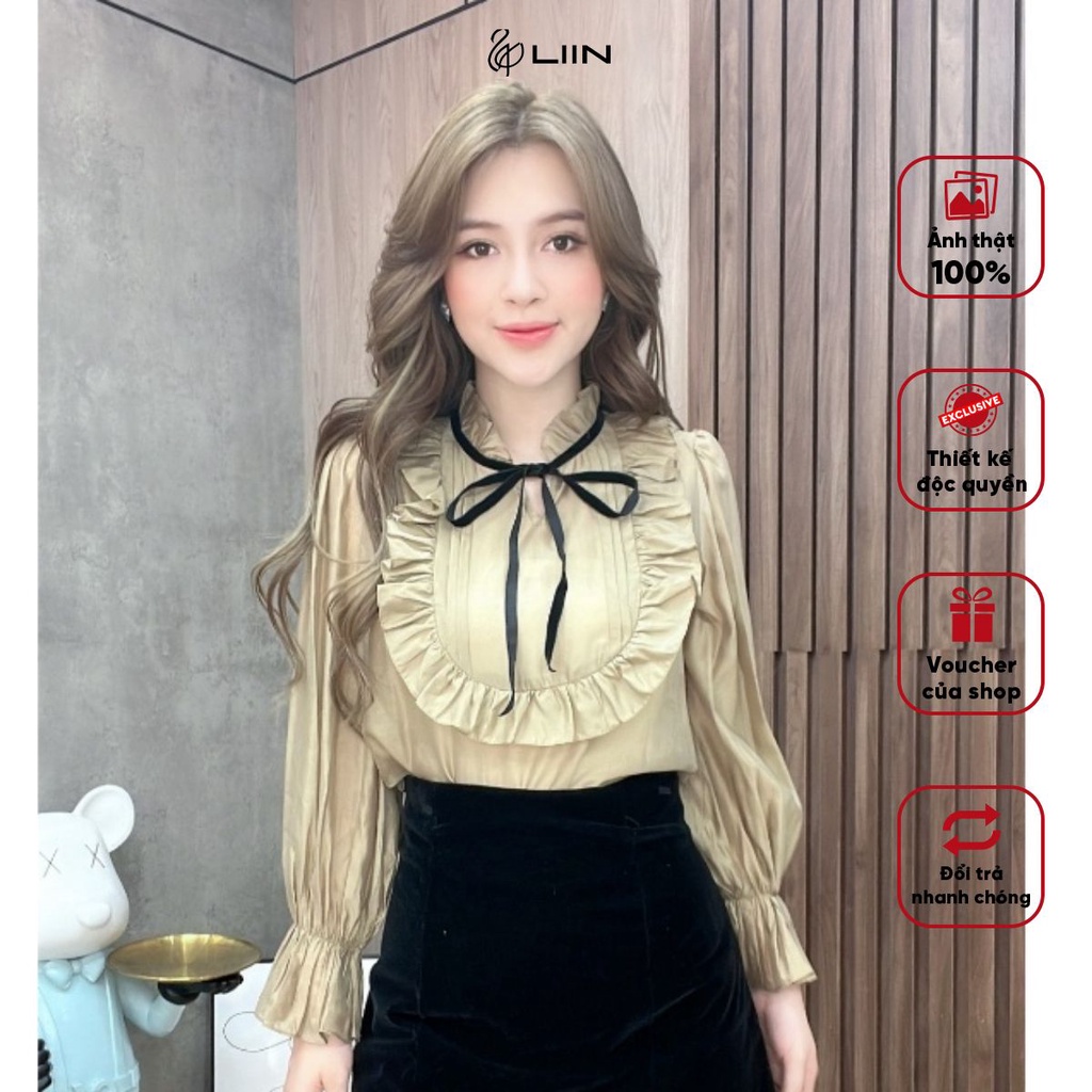Áo Kiểu Nữ Chất Liệu Tơ Phối Nơ Liin Clothing Dễ Dàng Mix Đồ - A2665