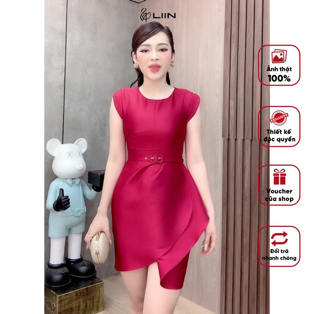 Đầm Dự Tiệc Tafta Đỏ Chiết Eo Thời Trang Thiết Kế Liin Clothing Sang Trọng Thanh Lịch - D6685-0822