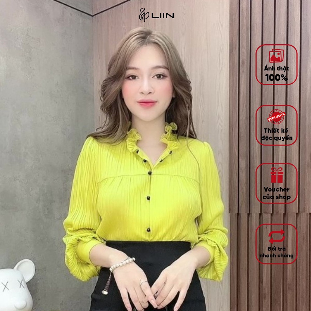 Áo Kiểu Nữ Phối Cổ Bèo Liin Cloithing Thời Trang Thiết Kế Cao Cấp - A2655-1022