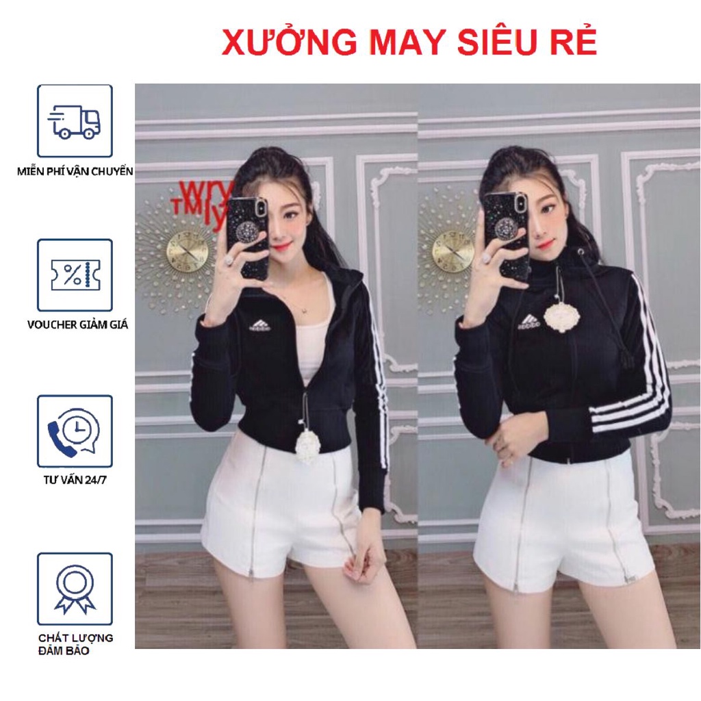 Áo khoác da cá ba sọc dễ thương xitin-A381