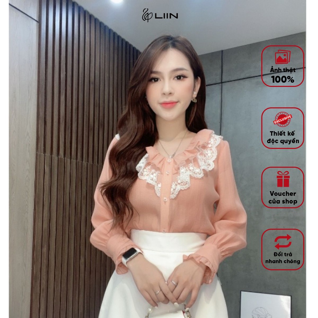Áo Cam Viền Ren Trắng Liin Clothing Phù Hợp Đi Làm Đi Chơi - AKD348MIX-S23