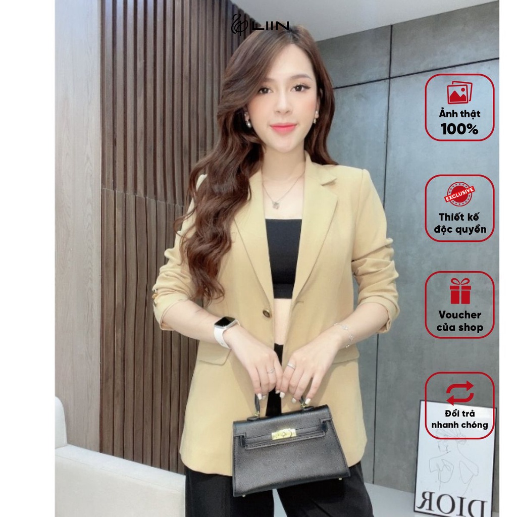 Áo Vest Nữ 2 Cúc Màu Vàng Nâu Liin Clothing Chất Liệu Cao Cấp - VED015SBR-S23