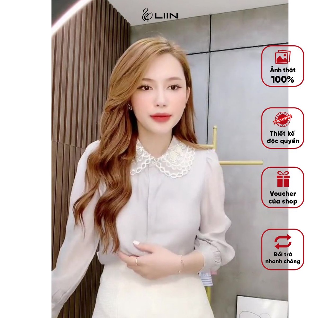 Áo Sơ Mi Cổ Sen Liin Clothing Màu Ghi Xám Sang Trọng Chất Liệu Cao Cấp - SMD205SGN-S23