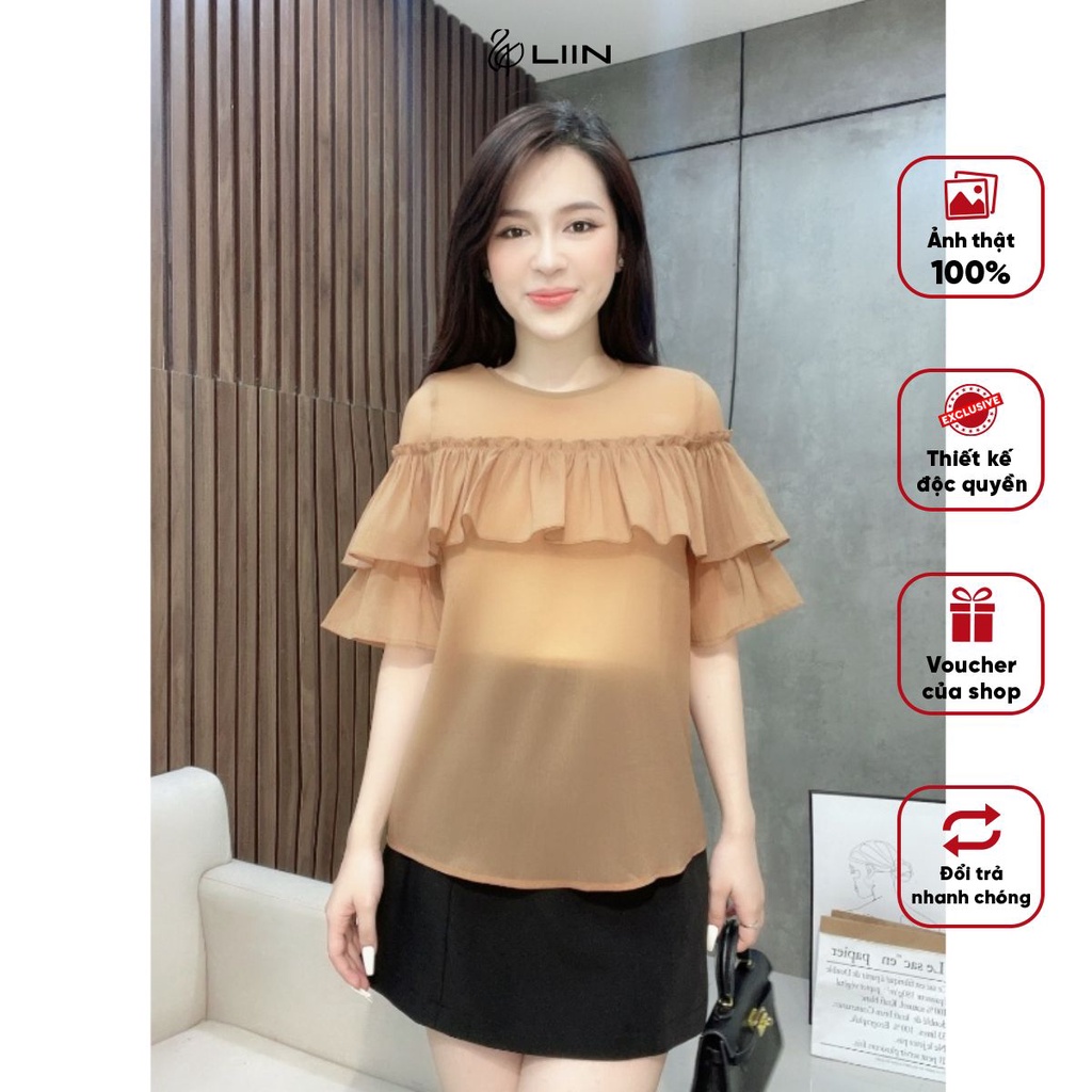 Áo Tơ Nhún Bèo Ngang Liin Clothing Chất Liệu Cao Cấp Phù Hợp Đi Làm Đi Chơi - AKL032SBR-S23