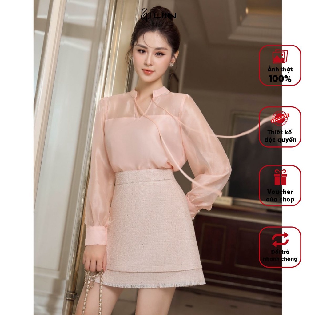Chân Váy Dạ Chữ A Hồng Tua Rua Liin Clothing Thiết Kế Sang Trọng Thanh Lịch -CVT070SPI-F23