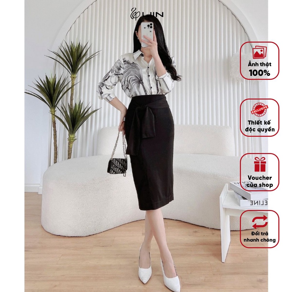Chân Váy Đen Dài Liin Clothing Xẻ Sau - J4255