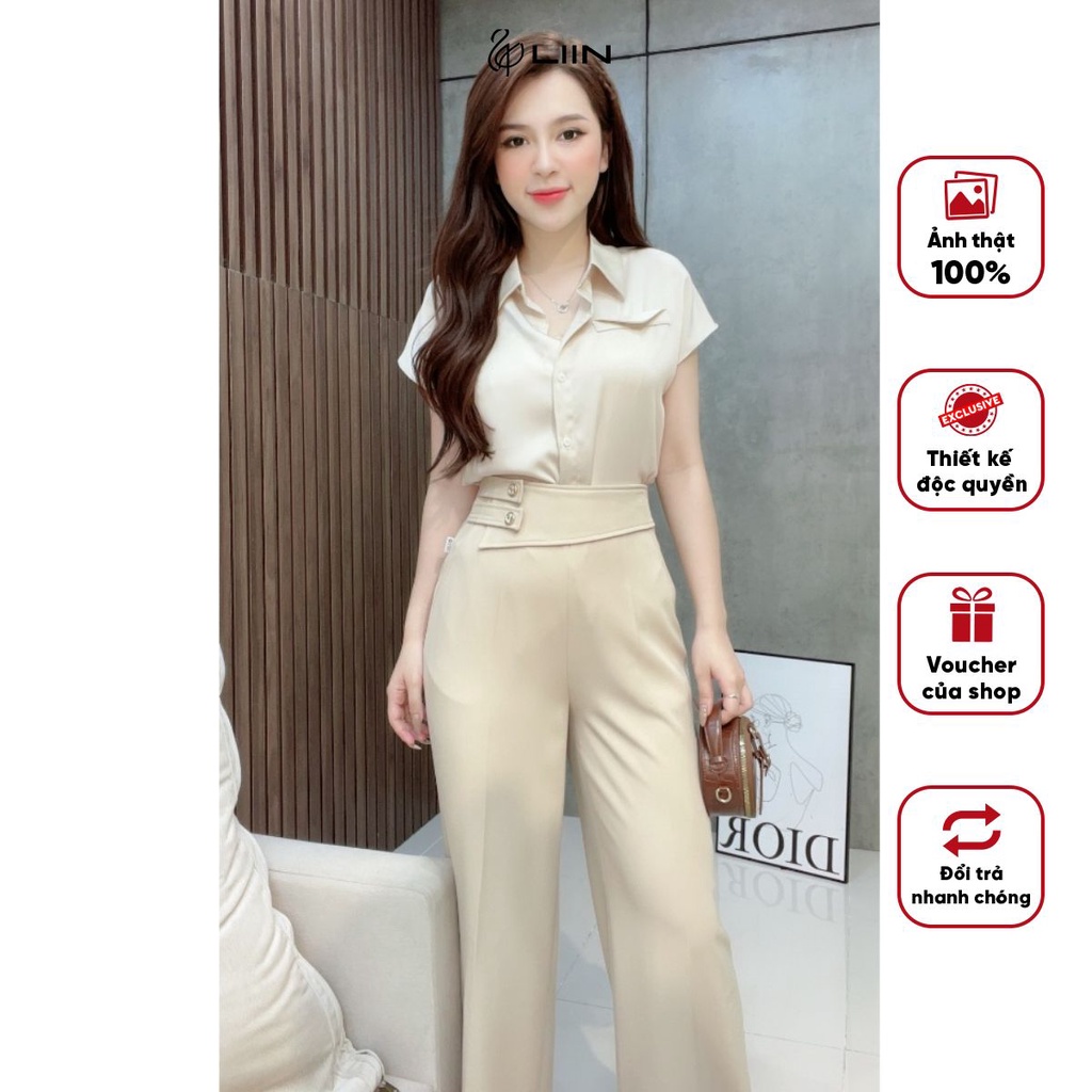 Quần baggy chéo hàn Liin Clothing chất liệu cao cấp - QAS021SBE-S23
