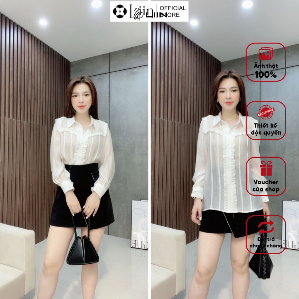 Áo Sơ Mi Trắng Liin Clothing Phối Viền Bèo Thiết Kế Thnh Lịch - SMD227SWH-S23