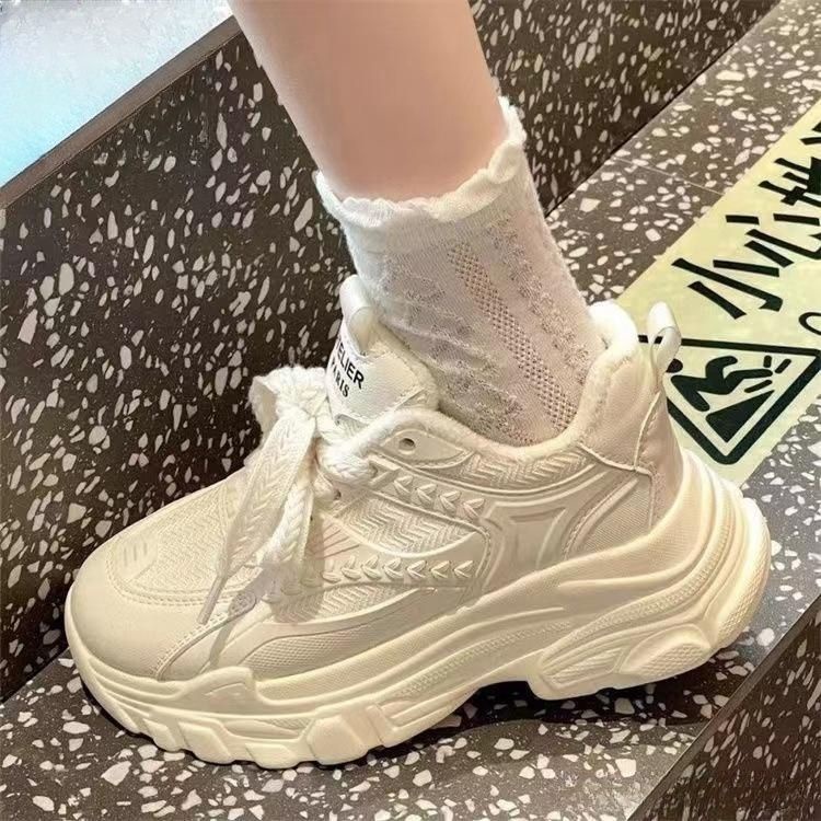 Giày Thể Thao Chất Liệu cotton Dày Dặn Phong Cách Thời Trang Xuân Thu 2023 Mới