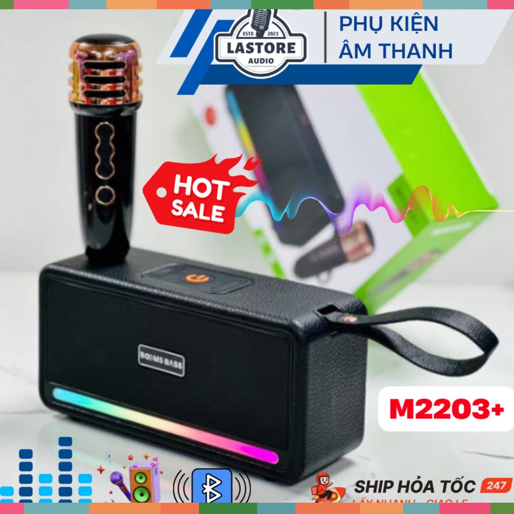 Loa Bluetooth M2203+ Có Mic Không Dây / Siêu Phẩm Loa Hát Karaoke Mini Chất Âm Hay, Có Đèn Led Sinh Động Lastore Audio