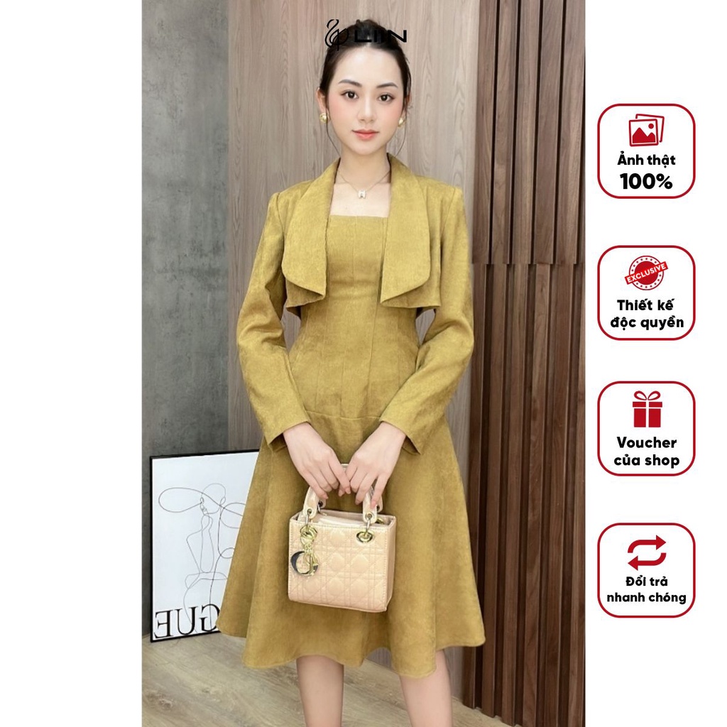 Váy Đầm Nữ Thiết Kế Liin CLothing Chất Liệu Nhung Thanh Lịch Nữ Tính - SC0514-1022