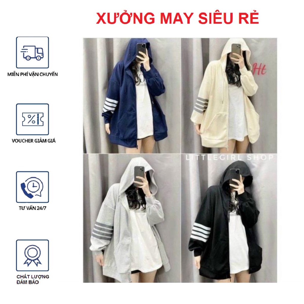 Áo khoát nỉ dây kéo phối vòng tay mẫu mới cực chất-A853